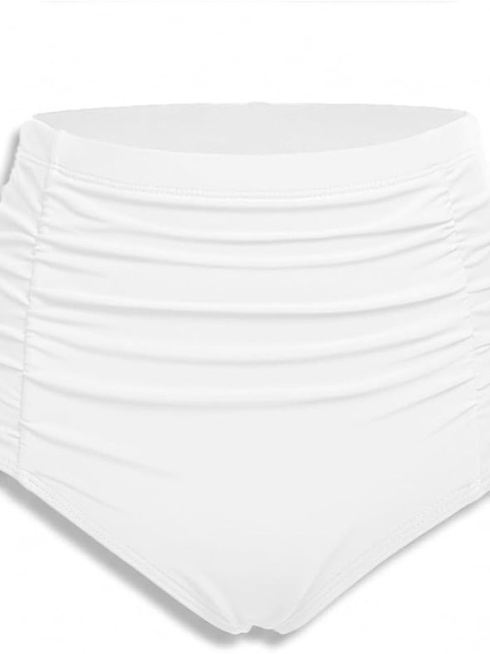 Ruched High-Waist White Bikini Bottom